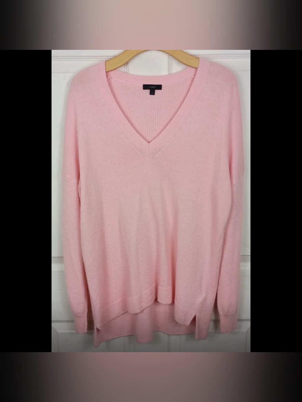J Crew V Neck Oversized Sweater Wool Blend Womens Medium Pink Tunic Top